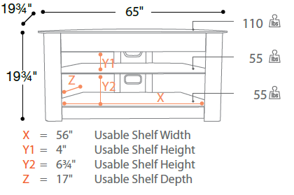 Sonora 173PL65 Wood and Glass Stand