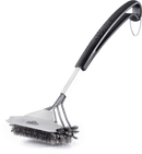 TRIPLE-ROW GRILL BRUSH with Stainless Steel Bristles