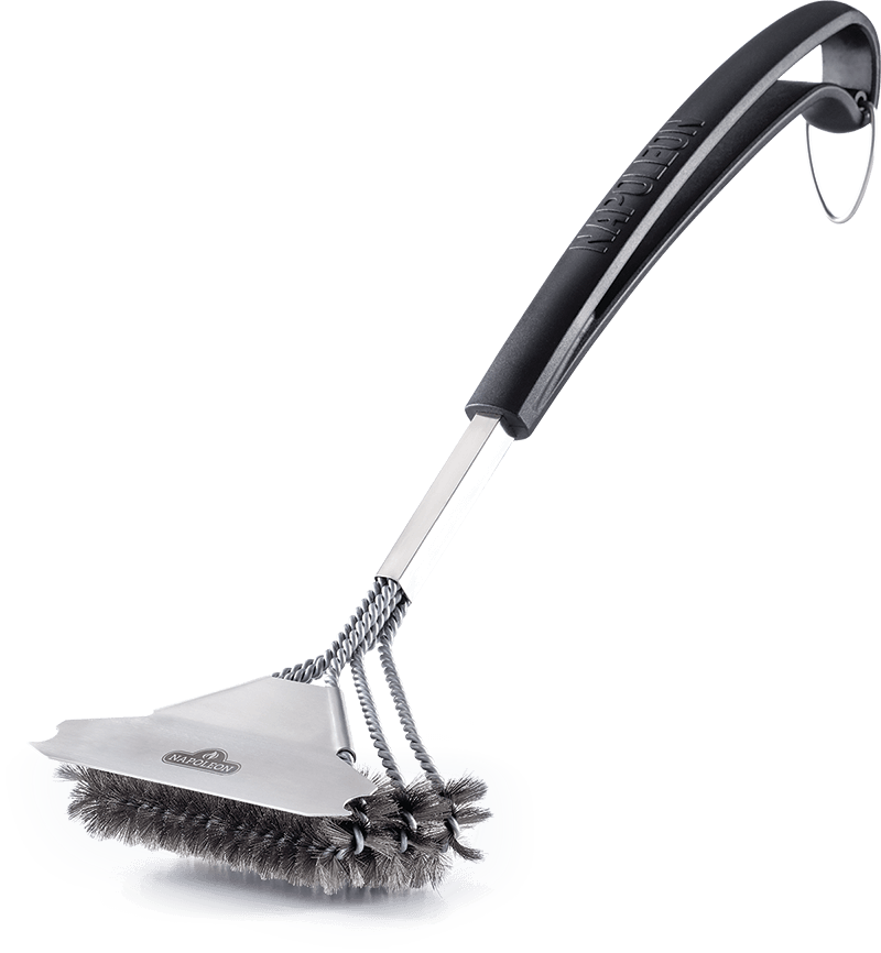 TRIPLE-ROW GRILL BRUSH with Stainless Steel Bristles